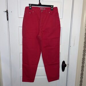 Vintage No Excuses Red Denim Jeans Femme Fatale 100% Cotton 16 Reg Taper Leg